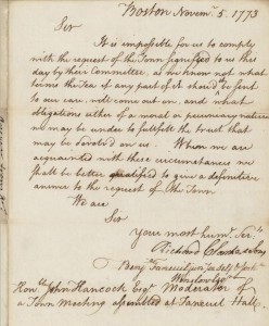 Richard Clarke Tea Consignee Letter 1773