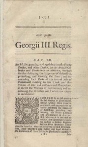 The Stamp Act. London, 1765, p. 2. London printed by Mark Baskett, 1766. Manuscript Division, Library of Congress